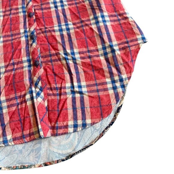 Aratta Silent Journey Plaid Sleeveless Dress Floral Chiffon Back Paisley Flowy - Picture 3 of 12